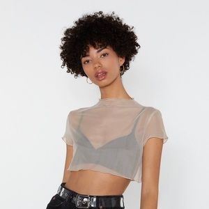 Nude Color Glad to Sheer it Mesh Crop Top